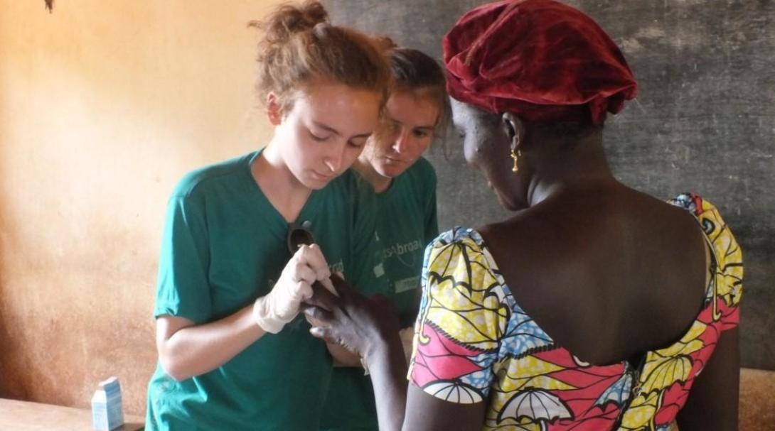 Diabetes test in Togo Volunteers check a patient for diabetes